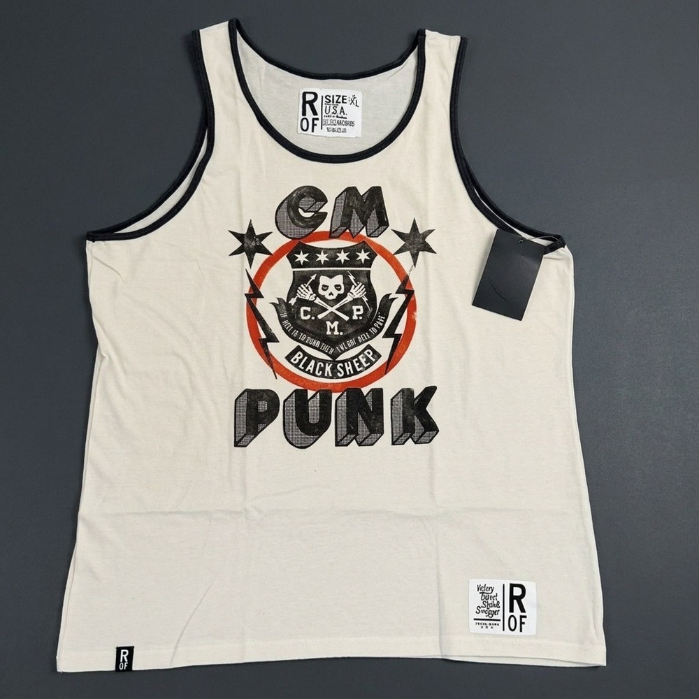 Roots Of Fight CM Punk Black Sheep Tank Top Mens 2XL NWT White Wrestling AEW WWE